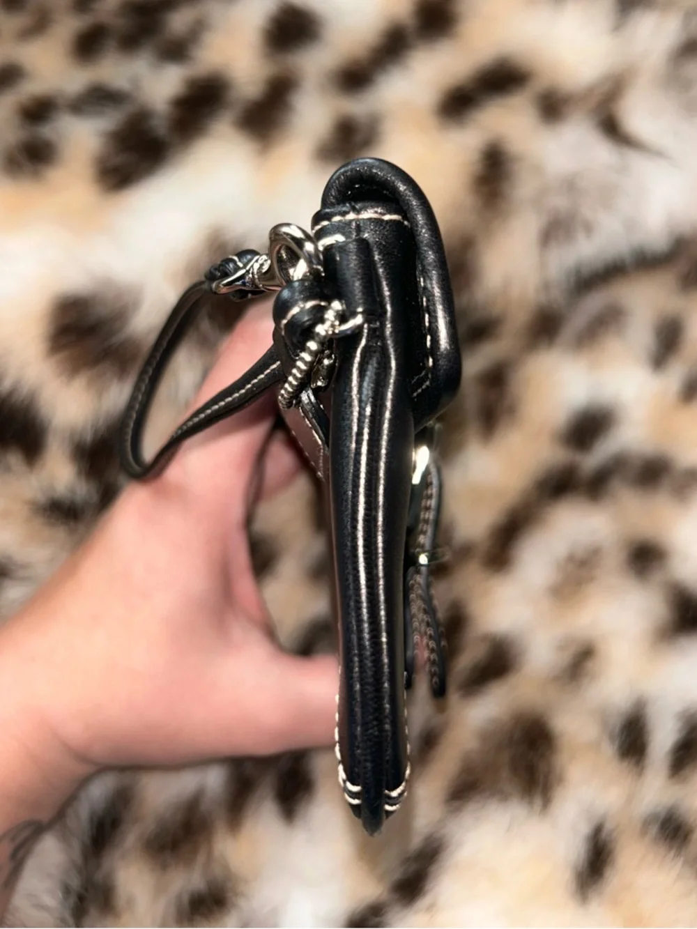 Coach Soho Black Leather Wristlet with Silver Buckle - Picture 6 of 14